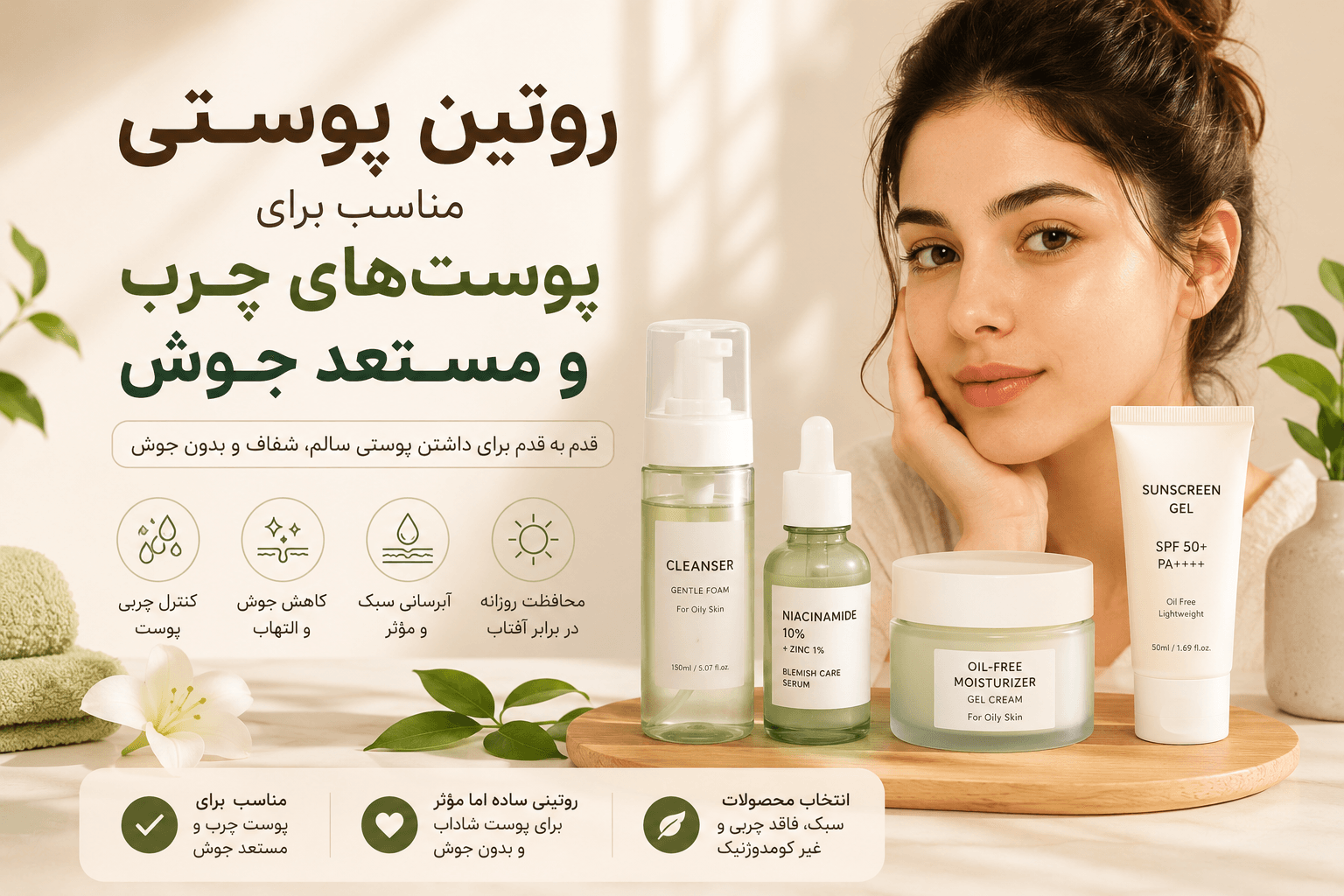 روتین پوستی مناسب برای پوست‌های چرب و‌ مستعد جوش