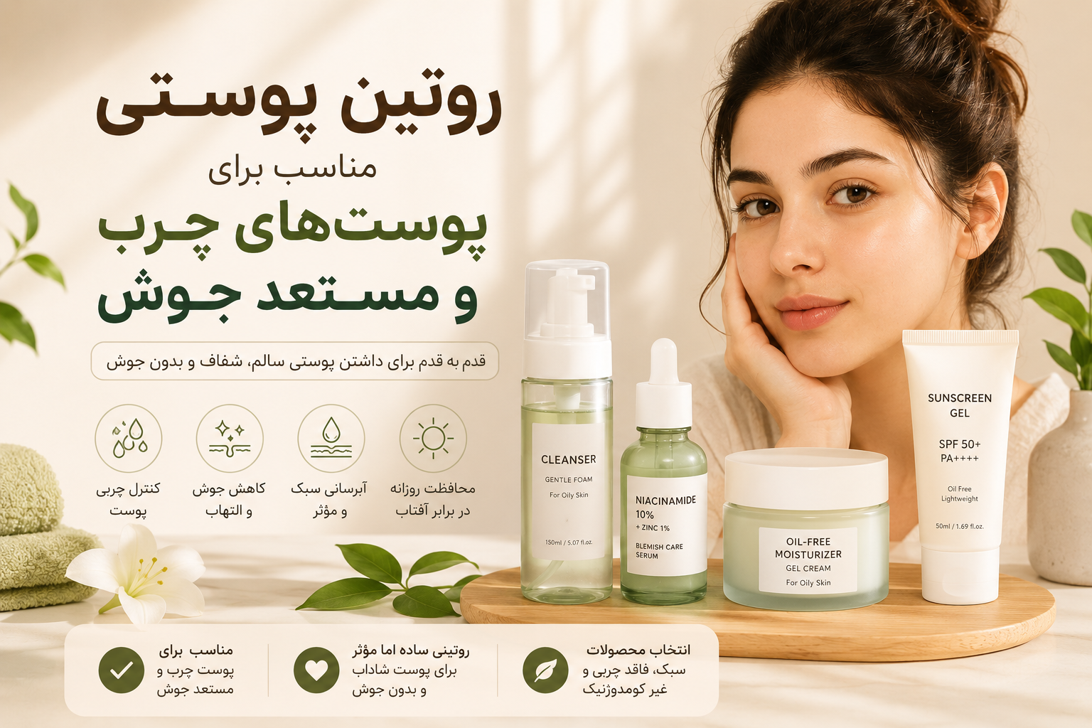 روتین پوستی مناسب برای پوستهای چرب و مستعد جوش