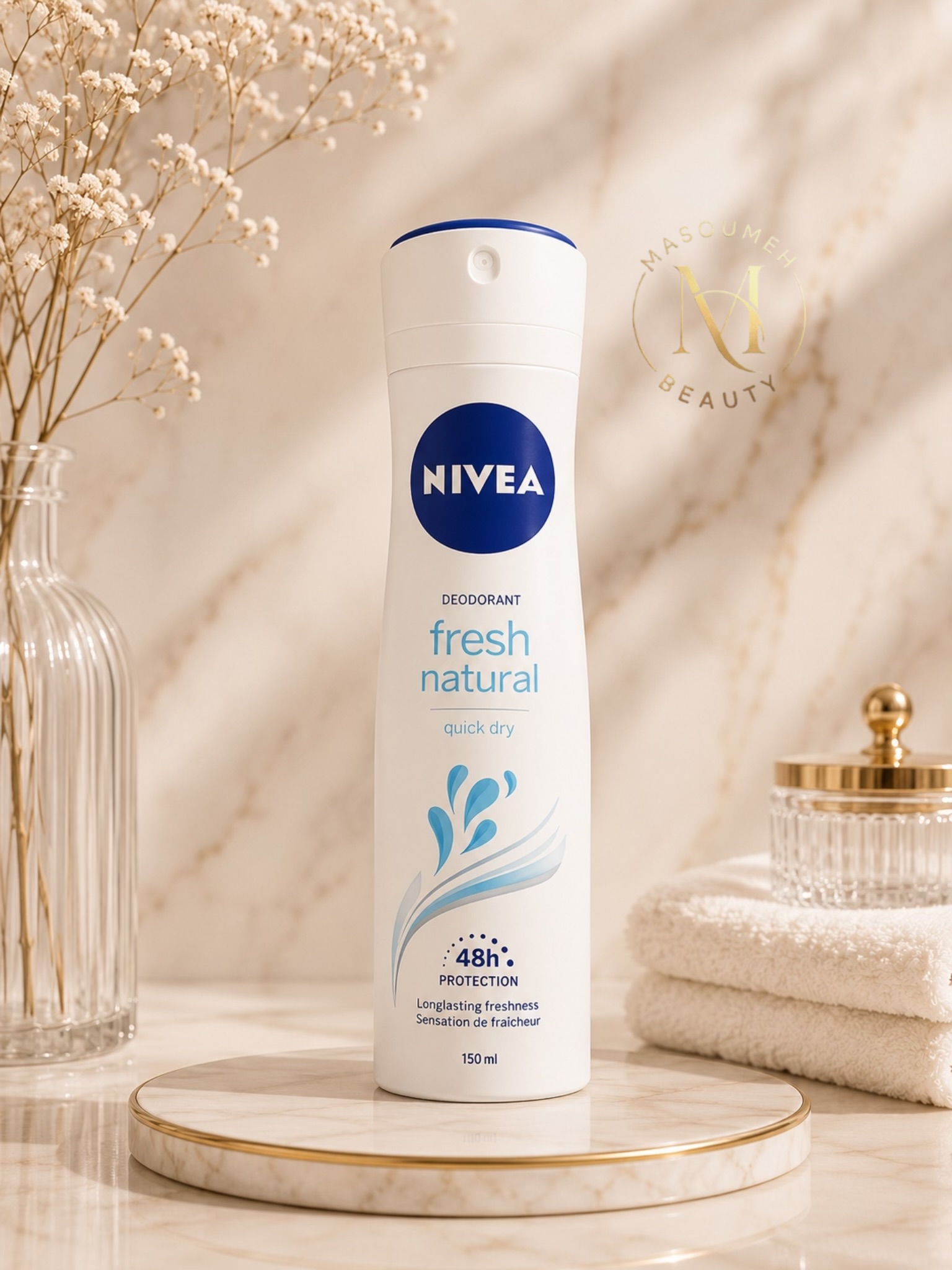 اسپری ضدتعریق زنانه نیوآ مدل Black & White Invisible Fresh حجم 150 میلی‌لیتر