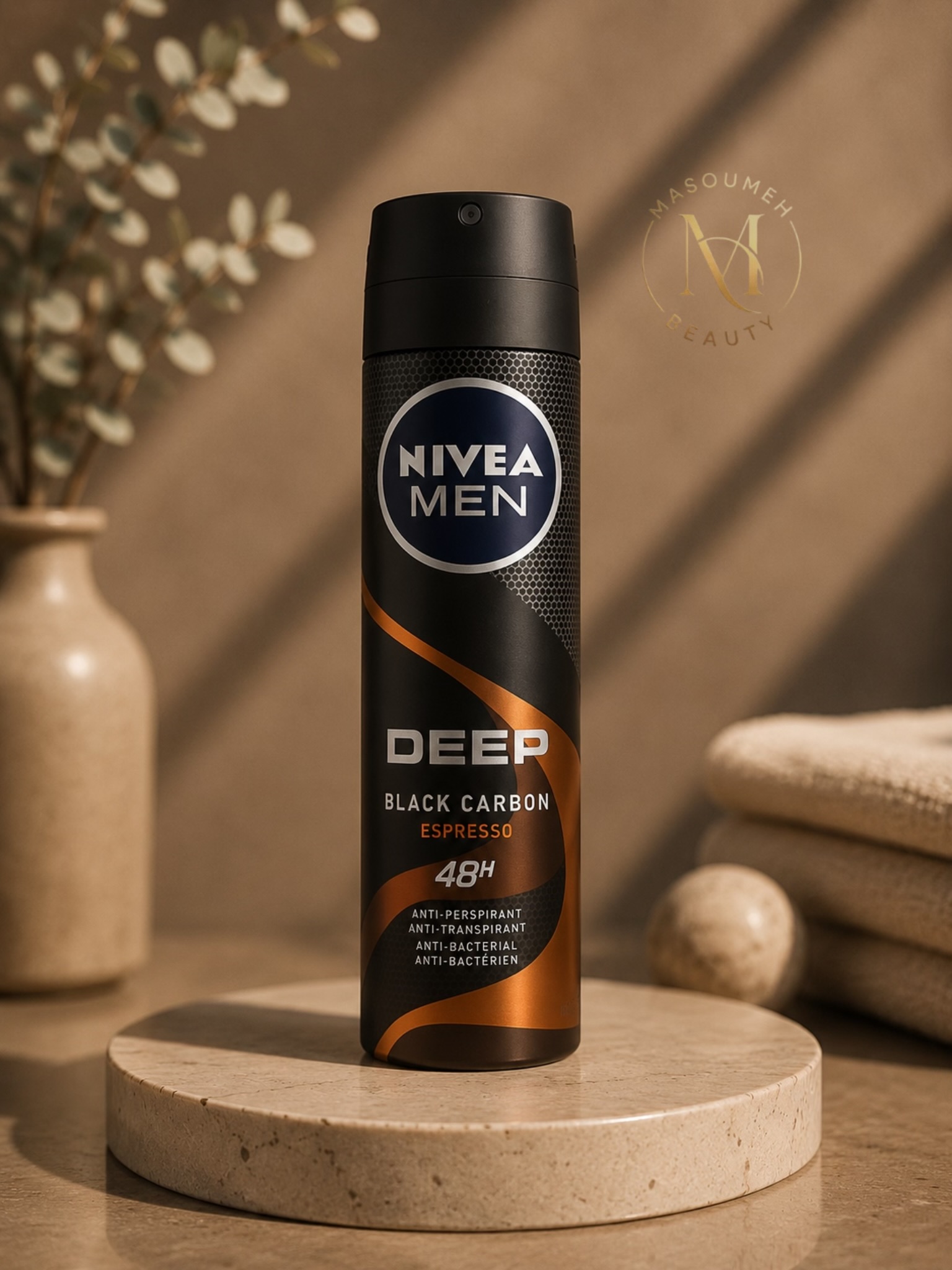 اسپری ضدتعریق مردانه نیوآ مدل Deep Black Carbon Espresso حجم 150 میل