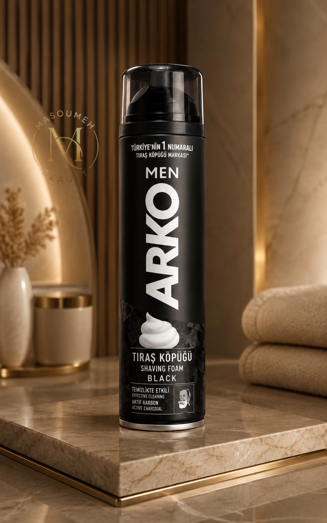 فوم اصلاح آرکو من مدل Black Charcoal حجم ۲۰۰ میلی‌لیتر